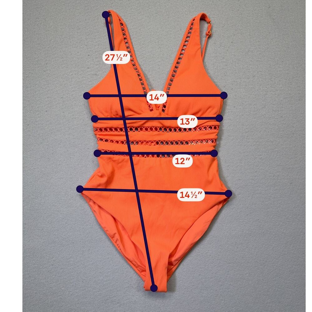 BECCA by Rebecca Virtue Modern Edge One-Piece Coral Rose Small $148 - Picture 3 of 11